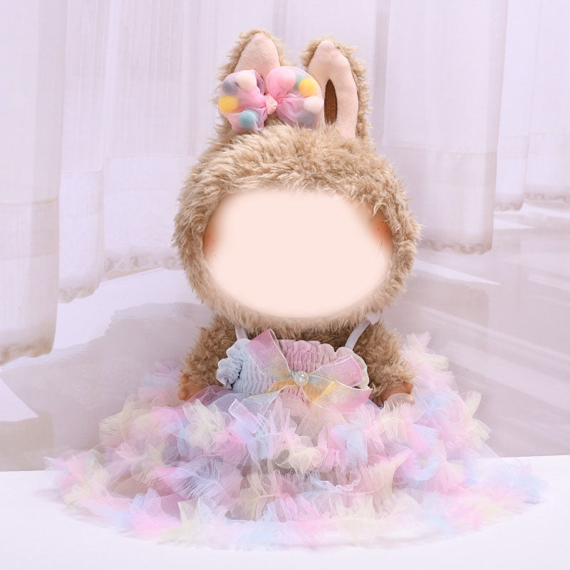 38Cm doll wearing substitute colorful bow gauze skirt doll cute baby dress