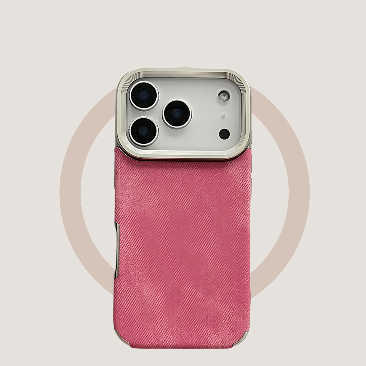 Rose red denim leather texture, suitable for iPhone 17/16/15/14/13 cases