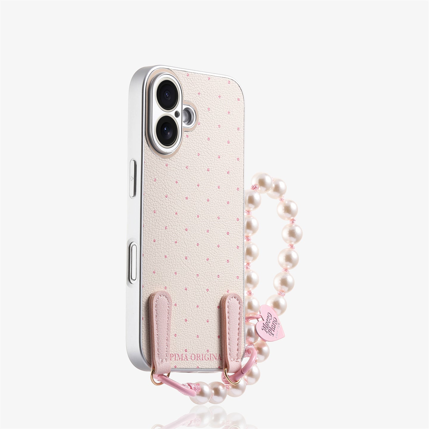 Polka dot phone case with chain for iPhone 17/16/15/14/13 Case