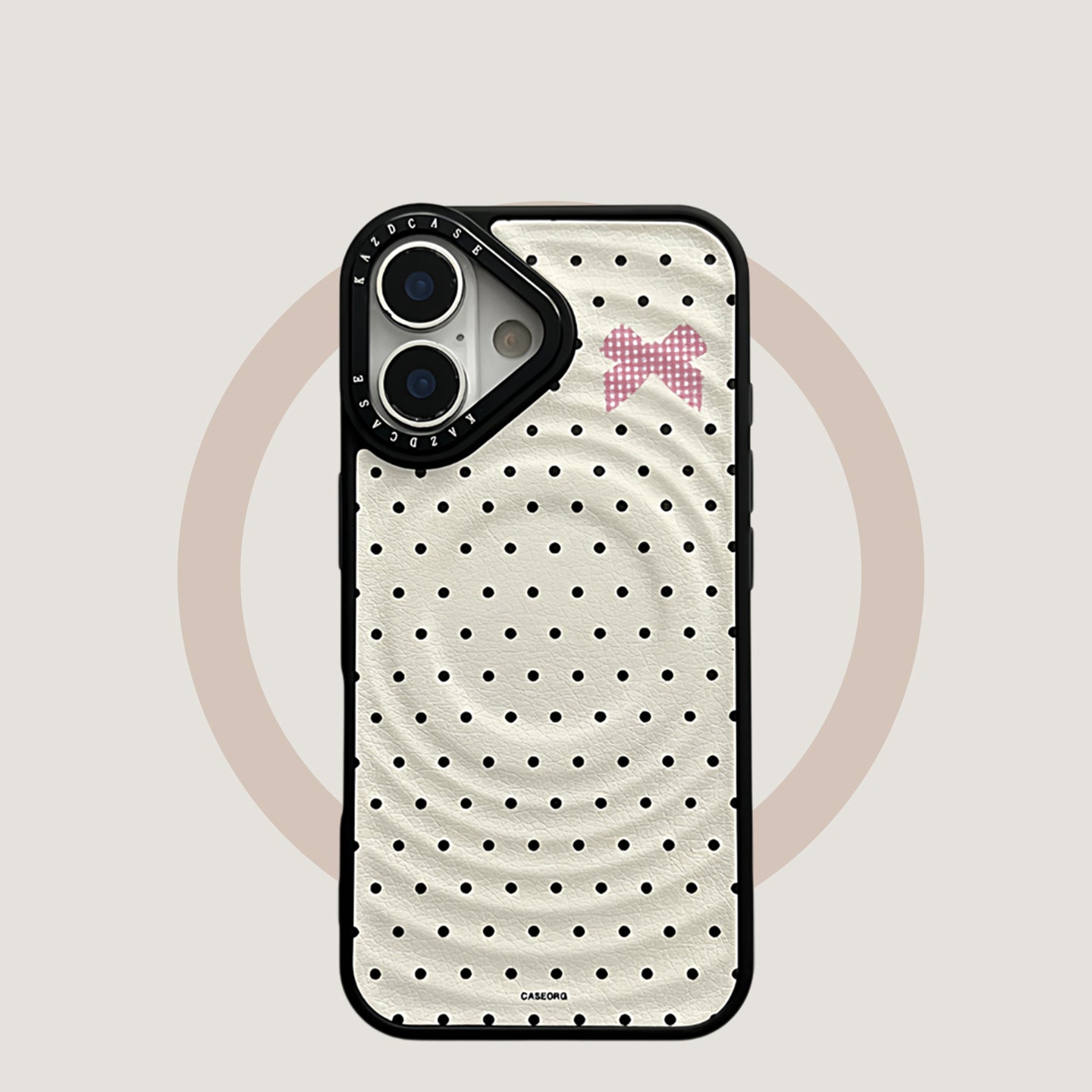 Magnetic case, ripple, white background, pink bow polka dots, suitable for iPhone 17/16/15/14/13 cases
