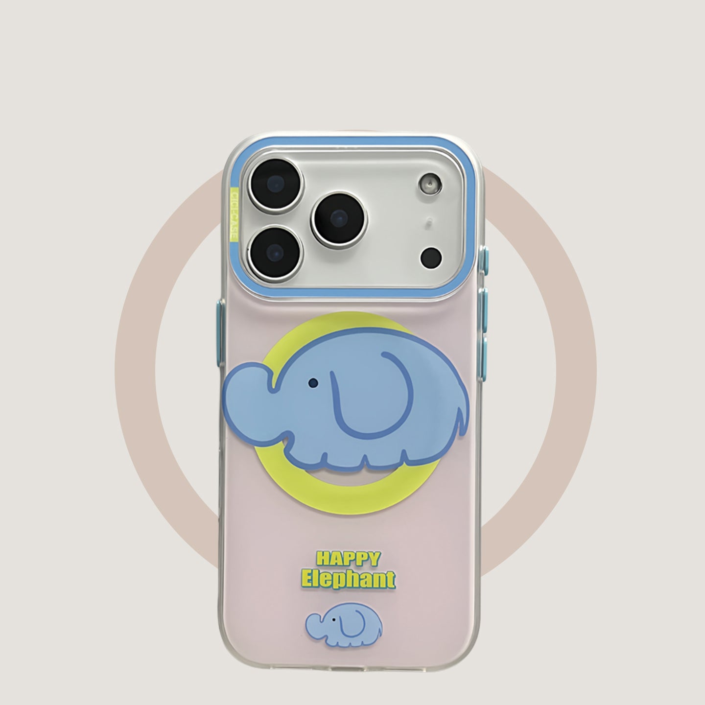 Frosted, powder blue elephant, hard case, suitable for iPhone 17/16/15/14/13 Case