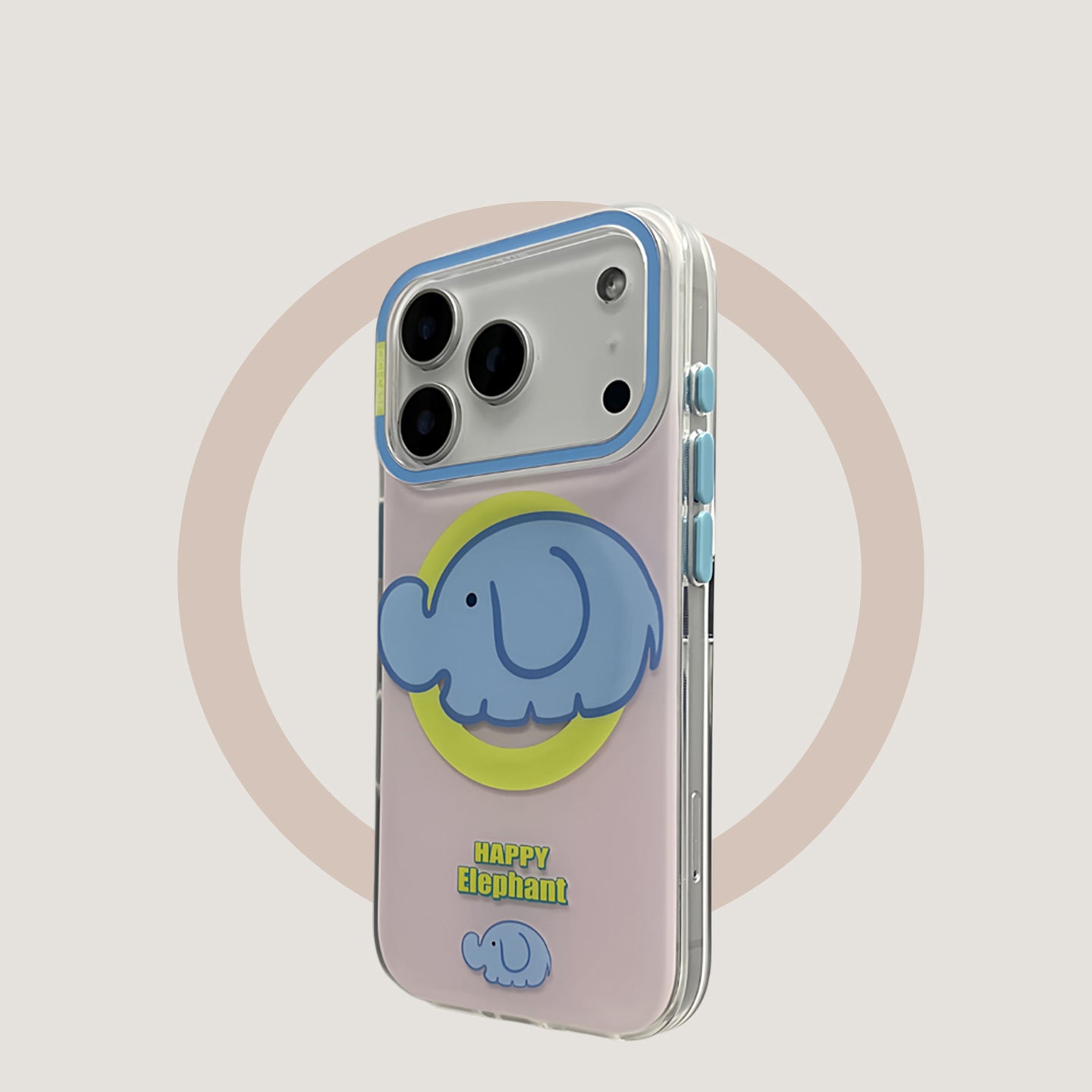 Frosted, powder blue elephant, hard case, suitable for iPhone 17/16/15/14/13 Case