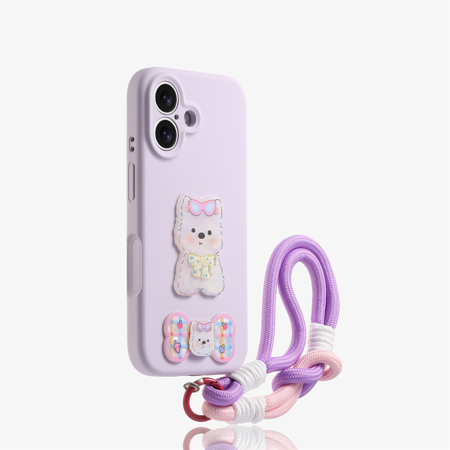 Glasses Dog Phone Case with Lanyard for iPhone 17/16/15/14/13 Case