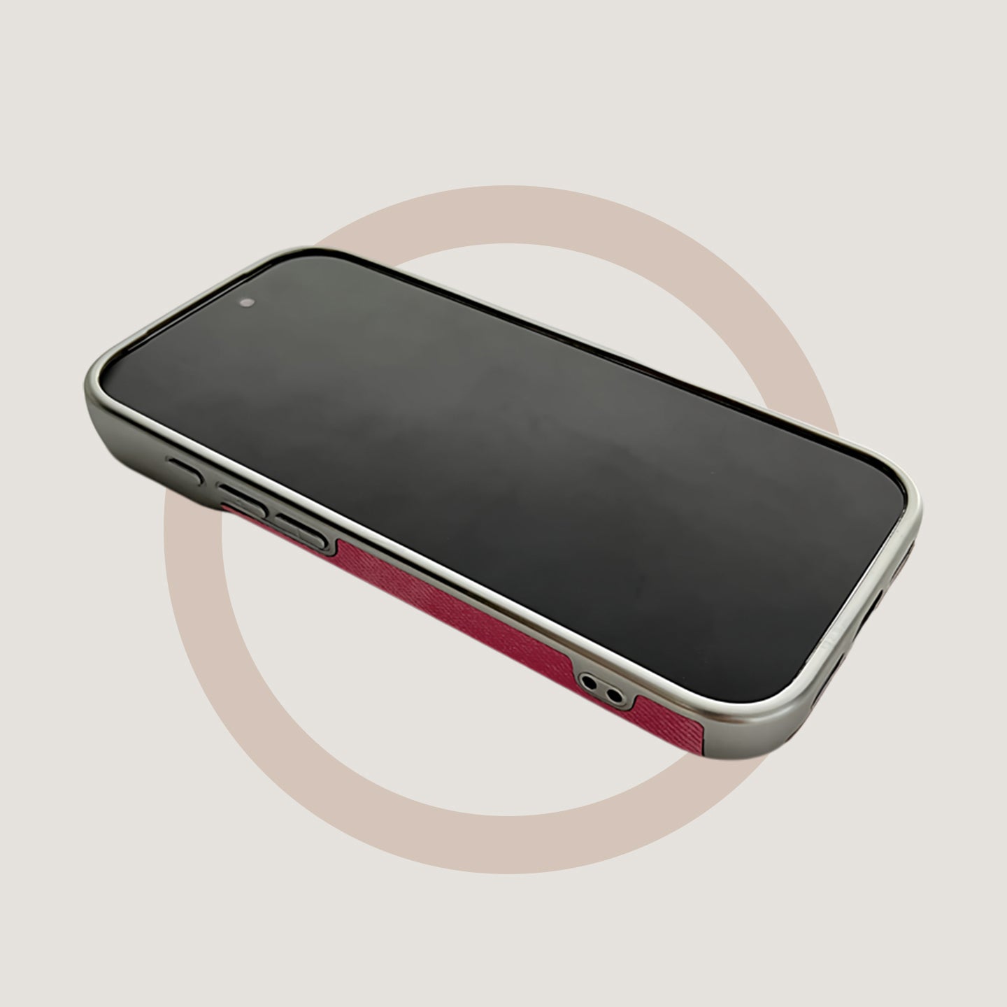 Rose red denim leather texture, suitable for iPhone 17/16/15/14/13 cases