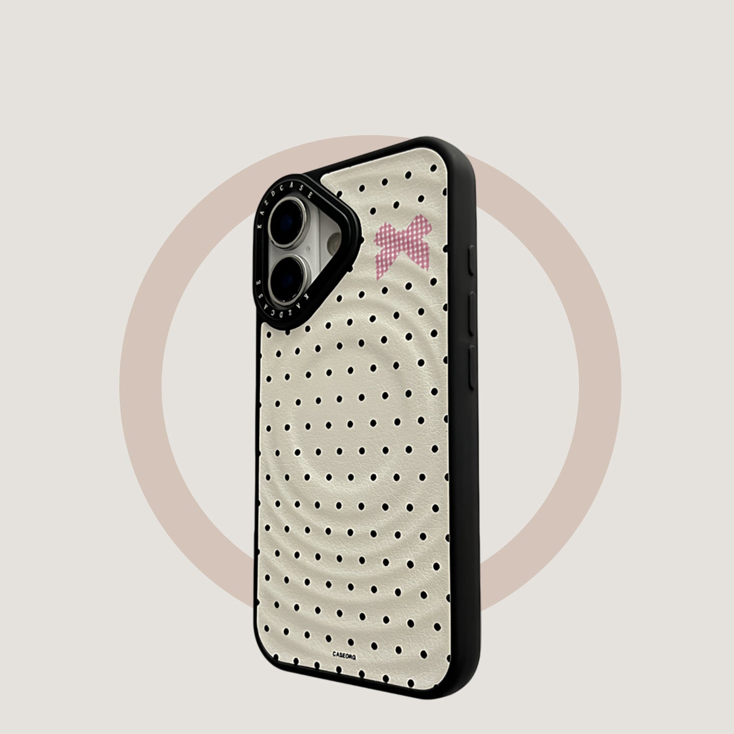 Magnetic case, ripple, white background, pink bow polka dots, suitable for iPhone 17/16/15/14/13 cases