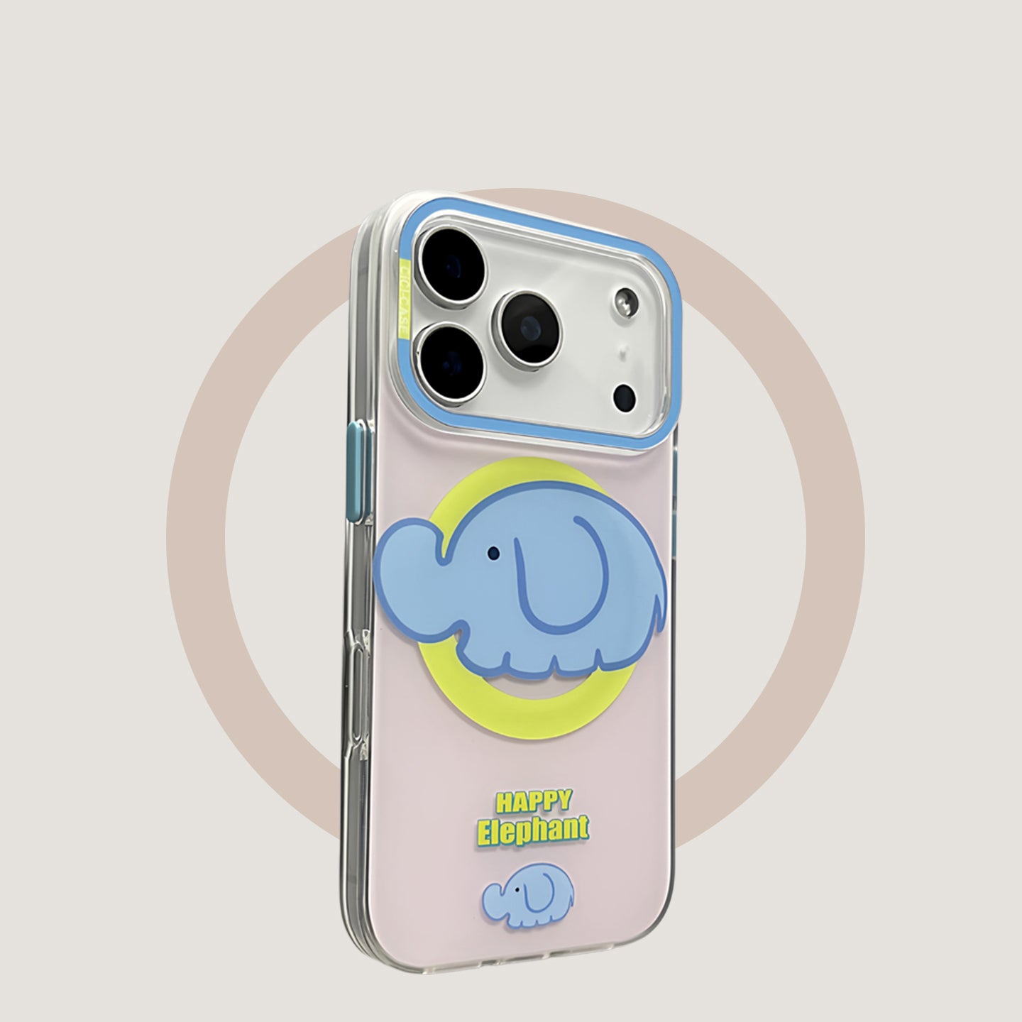 Frosted, powder blue elephant, hard case, suitable for iPhone 17/16/15/14/13 Case