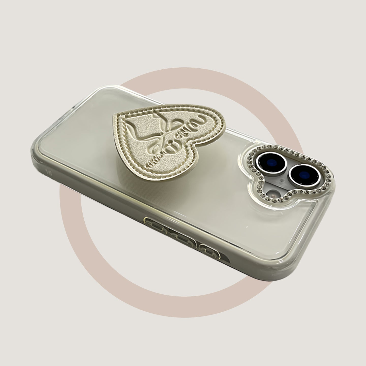 2-in-1 white bow heart stand, compatible with iPhone 17/16/15/14/13 cases