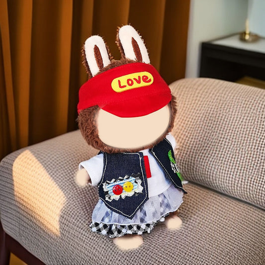 15-17CM first and second generation through four-piece love cool doll clothes, vest T-shirt, plaid skirt