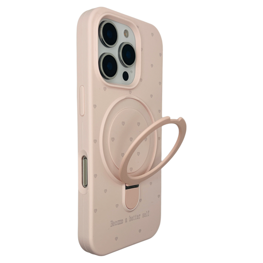 Liquid silicone, bracket, heart pink, suitable for iPhone 16/15/14/13 cases