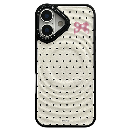 Magnetic case, ripple, white background, pink bow polka dots, suitable for iPhone 17/16/15/14/13 cases