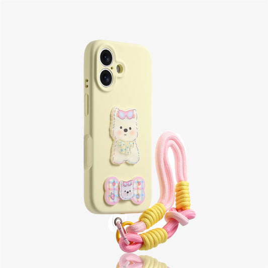 Glasses Dog Phone Case with Lanyard for iPhone 17/16/15/14/13 Case