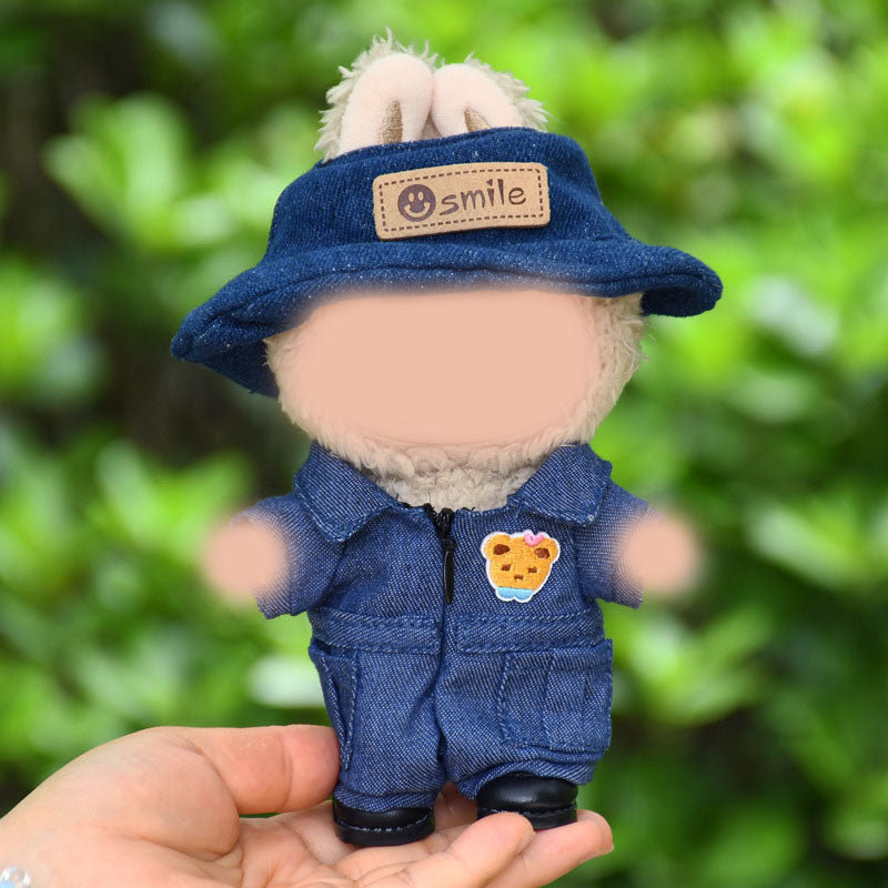 17CM pendant doll clothes denim tooling onesie, doll replacement,jumpsuit