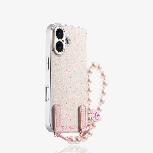 Polka dot phone case with chain for iPhone 17/16/15/14/13 Case