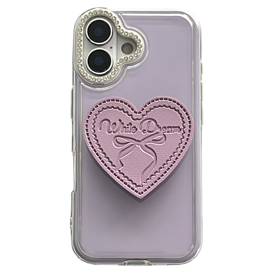 2-in-1 purple bow heart stand, compatible with iPhone 17/16/15/14/13 cases