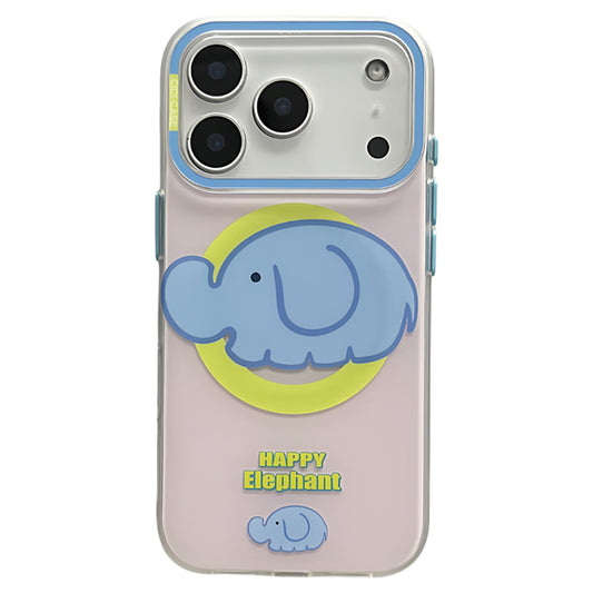 Frosted, powder blue elephant, hard case, suitable for iPhone 17/16/15/14/13 Case