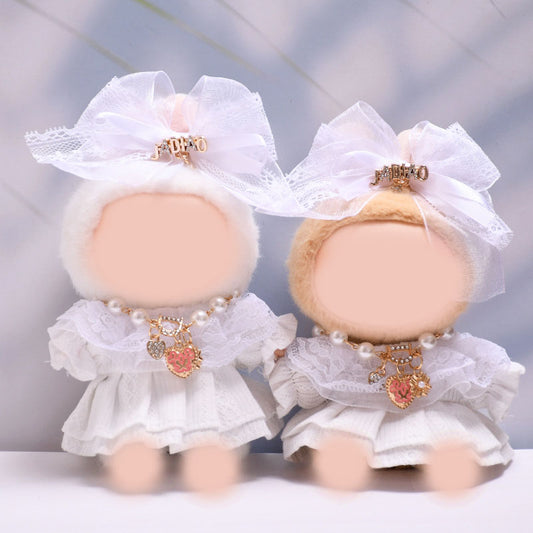 1,2 generation pendant doll clothes lace headgear small white dress set