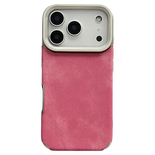 Rose red denim leather texture, suitable for iPhone 17/16/15/14/13 cases