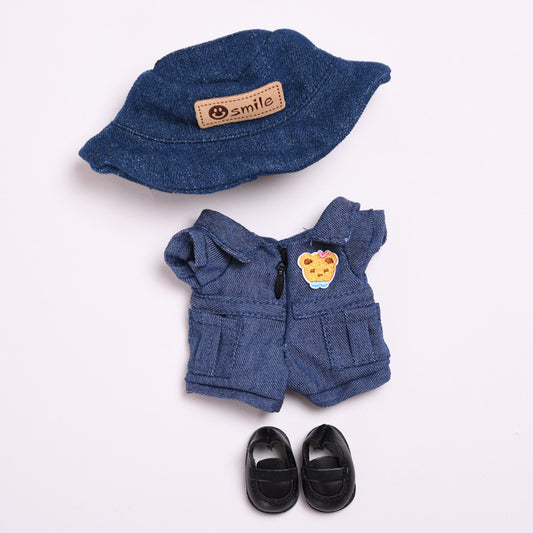 17CM pendant doll clothes denim tooling onesie, doll replacement,jumpsuit